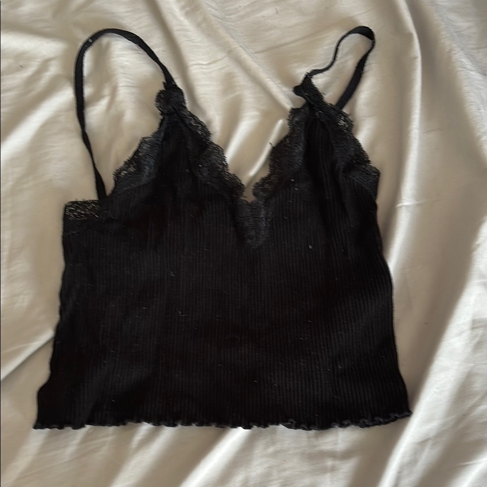 Forever 21 Black Lace Trim Cami Top